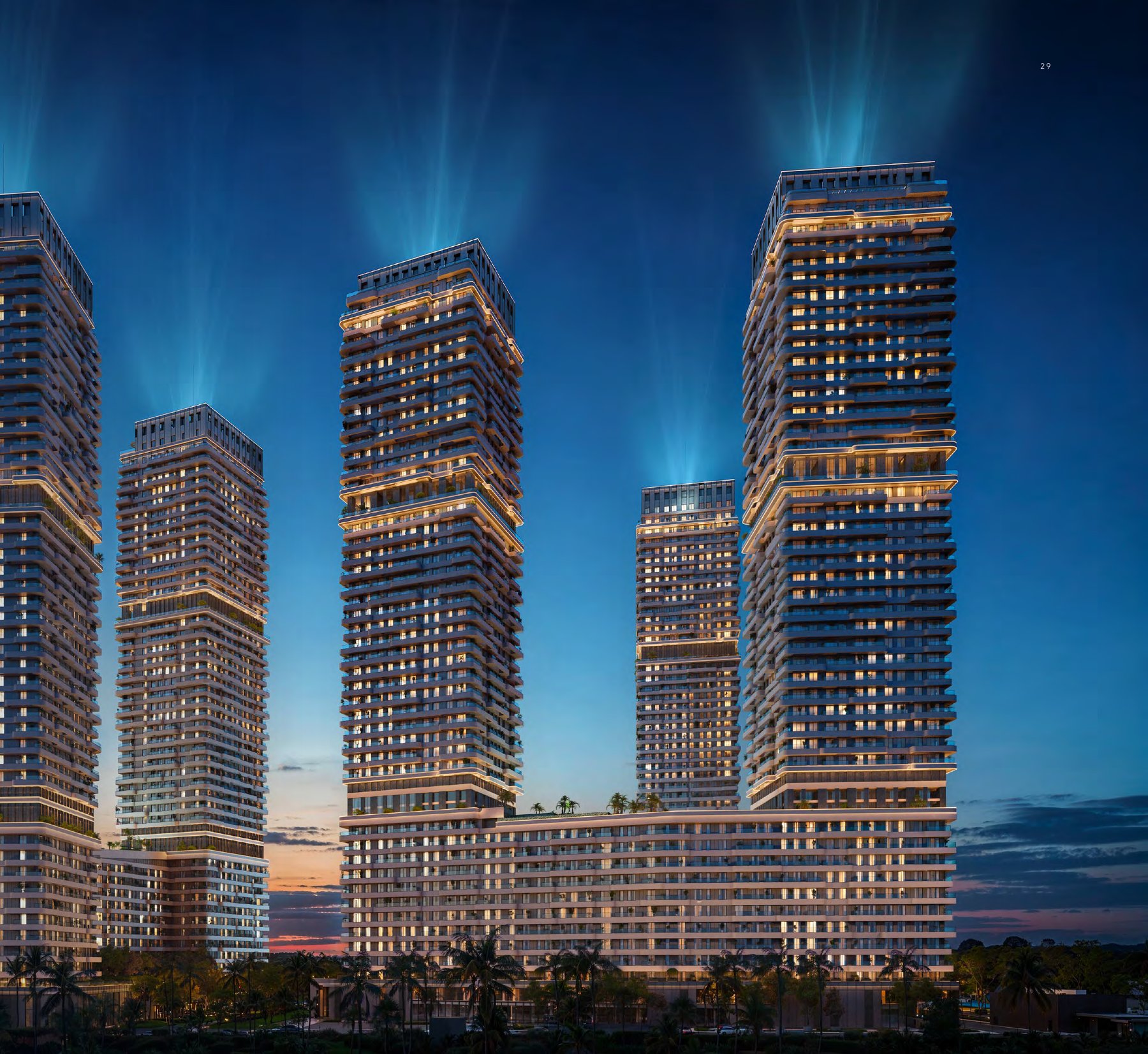 Skyline de Coralia al atardecer
